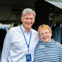 Chick Blue posing with Randy Damstra at the Jamie Hosford Football Center dedication.